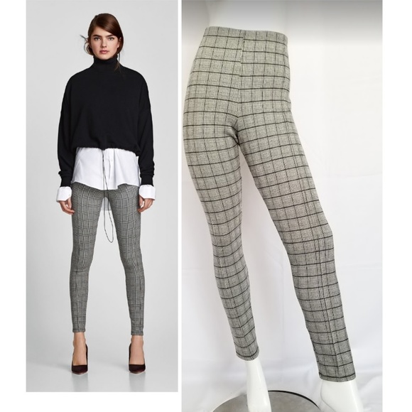 zara checked leggings